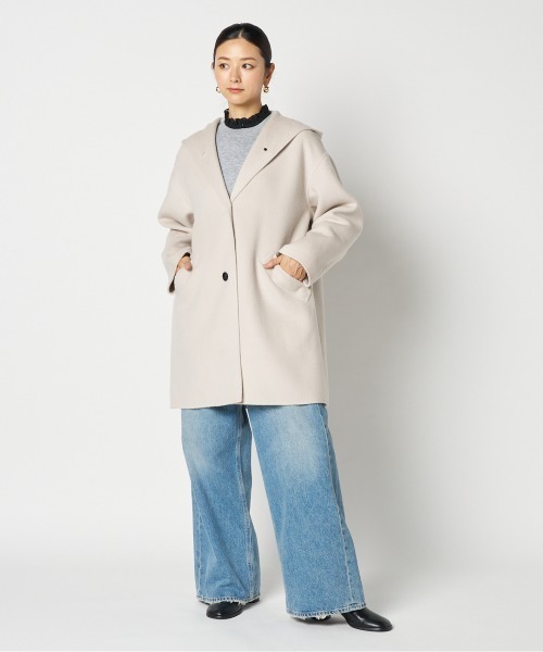 HELIOPOLE（エリオポール）の「DOUBLE FACE HOODIE COAT（その他アウター・レディース・アイボリー/ブラック・36/38）」の18枚目の写真