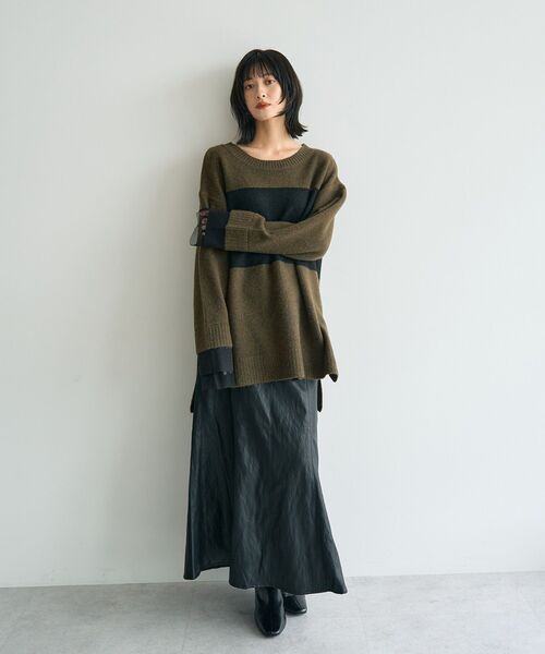 Editt by YECCA VECCA(エディットバイイェッカヴェッカ)の「レザーライクマーメイドスカート(スカート・レディース・アイボリー/ブラック・FREE)」の6枚目の写真