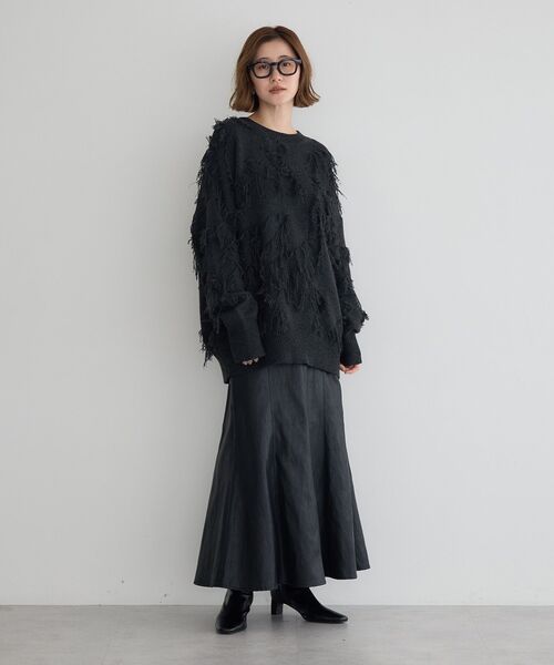 Editt by YECCA VECCA(エディットバイイェッカヴェッカ)の「レザーライクマーメイドスカート(スカート・レディース・アイボリー/ブラック・FREE)」の9枚目の写真