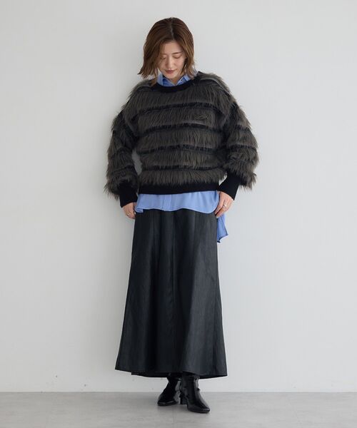 Editt by YECCA VECCA(エディットバイイェッカヴェッカ)の「レザーライクマーメイドスカート(スカート・レディース・アイボリー/ブラック・FREE)」の12枚目の写真