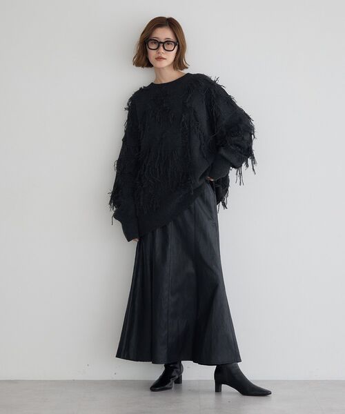 Editt by YECCA VECCA(エディットバイイェッカヴェッカ)の「レザーライクマーメイドスカート(スカート・レディース・アイボリー/ブラック・FREE)」の13枚目の写真