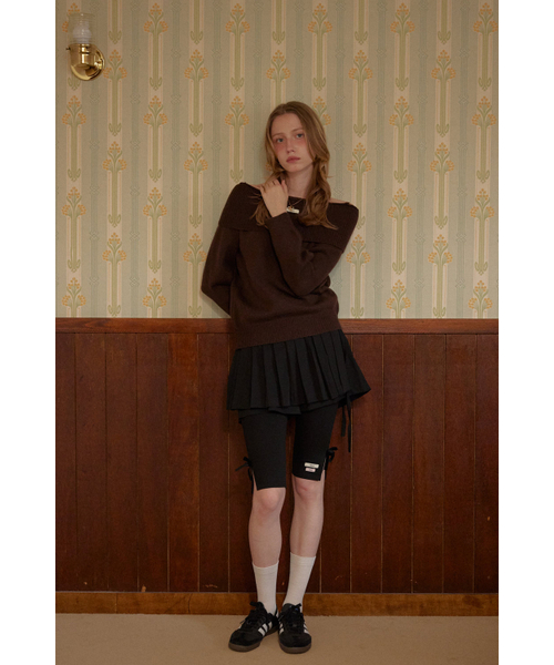 LETERIE(レテリー)の「PLEATS MINI SKIRT PANTS_BLACK(その他パンツ・レディース・ブラック・FREE)」の1枚目の写真