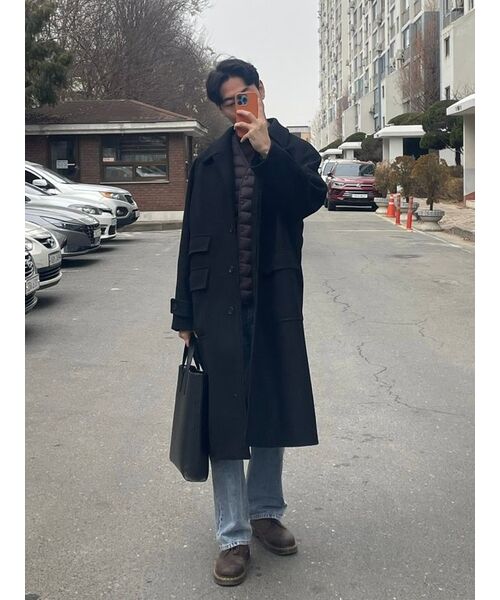 MUSINSA STANDARD（ムシンサスタンダード）の「MTR オーバーサイズ バルマカンコート [ブラック]（チェスターコート・メンズ・その他・MEDIUM/LARGE/X-LARGE/XX-LARGE）」の6枚目の写真
