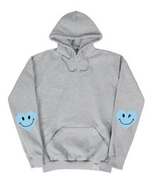 [UNISEX]エルボースカイブルーハートスマイルフードティー_グレー