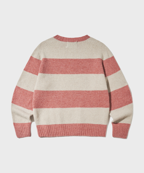 OUTSTANDING（アウトスタンディング）の「PURE WOOL WHOLEGARMENT STRIPE KNIT_PINK/IVORY（ニット/セーター・メンズ・その他・SMALL/MEDIUM/LARGE）」の2枚目の写真