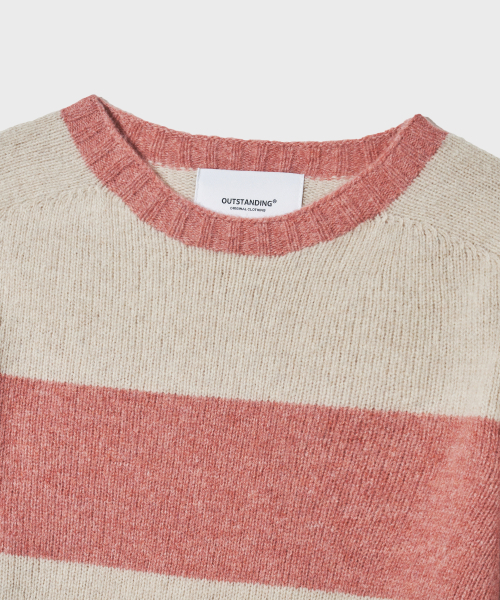 OUTSTANDING（アウトスタンディング）の「PURE WOOL WHOLEGARMENT STRIPE KNIT_PINK/IVORY（ニット/セーター・メンズ・その他・SMALL/MEDIUM/LARGE）」の3枚目の写真