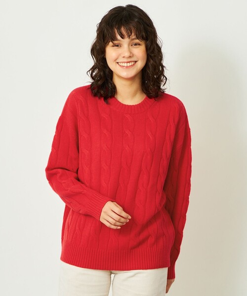 MACKINTOSH PHILOSOPHY(マッキントッシュ フィロソフィー)の「GREY LABEL ウールカシミヤケーブルニット(ニット/セーター・レディース・グリーン/レッド系その他/ダークネイビー/ピンク/チャコールグレー・2/6)」の5枚目の写真