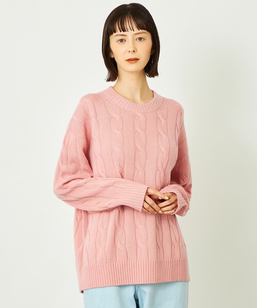 MACKINTOSH PHILOSOPHY(マッキントッシュ フィロソフィー)の「GREY LABEL ウールカシミヤケーブルニット(ニット/セーター・レディース・グリーン/レッド系その他/ダークネイビー/ピンク/チャコールグレー・2/6)」の1枚目の写真