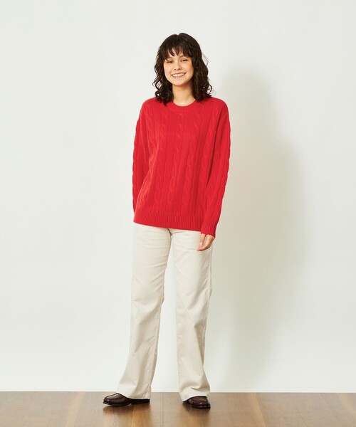 MACKINTOSH PHILOSOPHY(マッキントッシュ フィロソフィー)の「GREY LABEL ウールカシミヤケーブルニット(ニット/セーター・レディース・グリーン/レッド系その他/ダークネイビー/ピンク/チャコールグレー・2/6)」の9枚目の写真