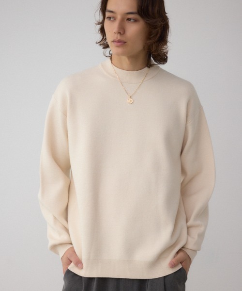 AZUL by moussy（アズールバイマウジー）の「スムースニットモックネックトップス（ニット/セーター・メンズ・ダークネイビー/アイボリー/ブラック/グレー・SMALL/MEDIUM/LARGE）」の2枚目の写真