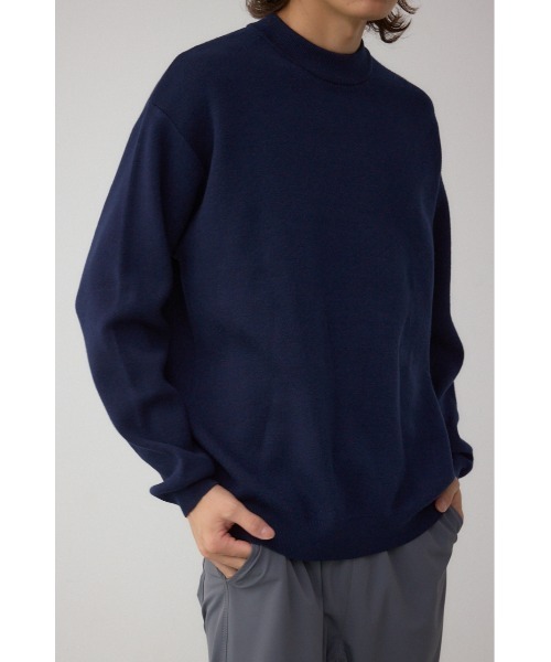 AZUL by moussy（アズールバイマウジー）の「スムースニットモックネックトップス（ニット/セーター・メンズ・ダークネイビー/アイボリー/ブラック/グレー・SMALL/MEDIUM/LARGE）」の7枚目の写真