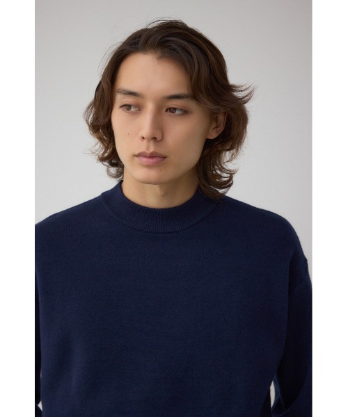 AZUL by moussy（アズールバイマウジー）の「スムースニットモックネックトップス（ニット/セーター・メンズ・ダークネイビー/アイボリー/ブラック/グレー・SMALL/MEDIUM/LARGE）」の8枚目の写真