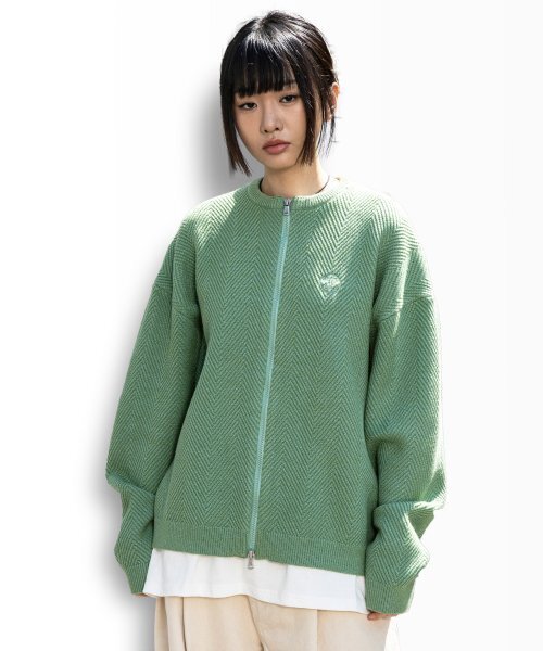 新品未使用 カナダからお取寄せ 癒しのパステルグリーン 変形ボレロカーディガン 草花刺繍ラインニットカーディガン（カーディガン/ボレロ）｜Sawa a la