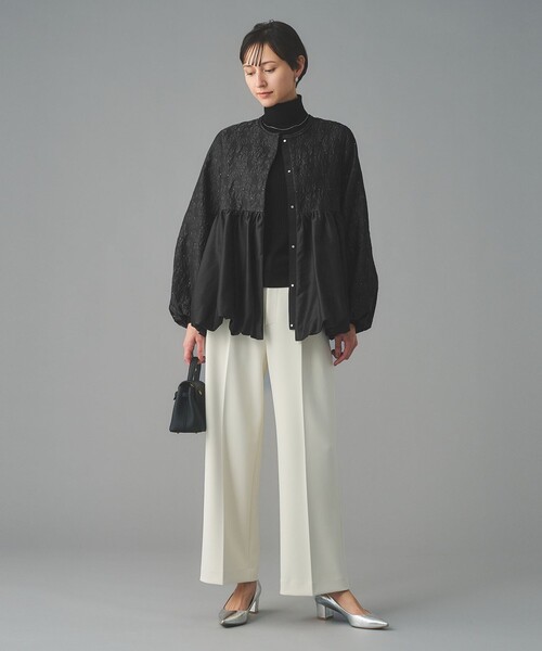 UNITED ARROWS（ユナイテッドアローズ）の「GISHA 2トーン ジャガード ジャケット（ノーカラージャケット・レディース・ネイビー/ダークグレー・38/36）」の10枚目の写真