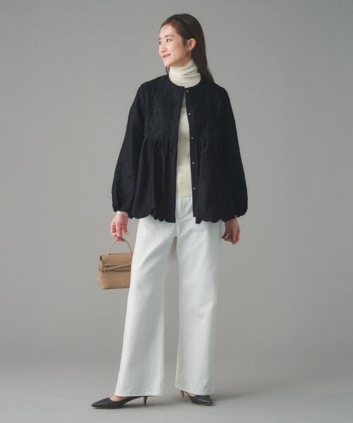 UNITED ARROWS（ユナイテッドアローズ）の「GISHA 2トーン ジャガード ジャケット（ノーカラージャケット・レディース・ネイビー/ダークグレー・38/36）」の12枚目の写真