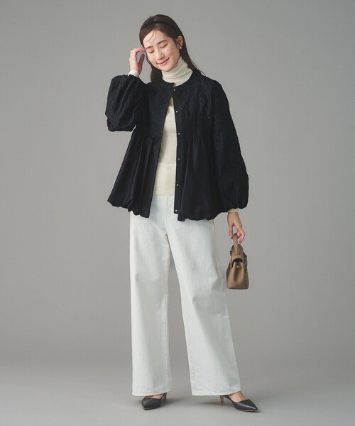 UNITED ARROWS（ユナイテッドアローズ）の「GISHA 2トーン ジャガード ジャケット（ノーカラージャケット・レディース・ネイビー/ダークグレー・38/36）」の13枚目の写真