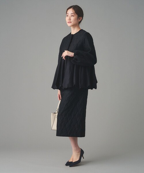 UNITED ARROWS（ユナイテッドアローズ）の「GISHA 2トーン ジャガード ジャケット（ノーカラージャケット・レディース・ネイビー/ダークグレー・38/36）」の17枚目の写真