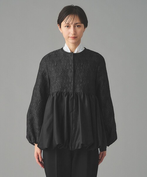 UNITED ARROWS（ユナイテッドアローズ）の「GISHA 2トーン ジャガード ジャケット（ノーカラージャケット・レディース・ネイビー/ダークグレー・38/36）」の19枚目の写真