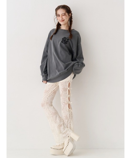 EVRIS（エヴリス）の「レースリボンフレアレギンス（その他パンツ・レディース・ホワイト/ブラック・SMALL/MEDIUM）」の4枚目の写真