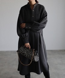 Bonjour Sagan | バンドカラーボリュームスリーブシャツワンピース(シャツワンピース)