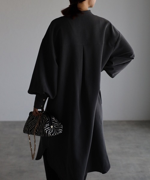 Bonjour Sagan（ボンジュールサガン）の「バンドカラーボリュームスリーブシャツワンピース（シャツワンピース・レディース・グレー・FREE）」の5枚目の写真