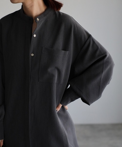 Bonjour Sagan（ボンジュールサガン）の「バンドカラーボリュームスリーブシャツワンピース（シャツワンピース・レディース・グレー・FREE）」の7枚目の写真