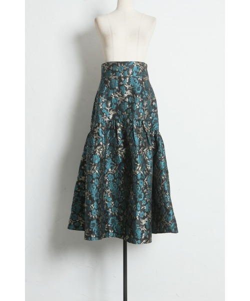 &. NOSTALGIA(アンドドットノスタルジア)の「フラワージャガードスカート(スカート・レディース・ゴールド/ブルー・M)」の14枚目の写真