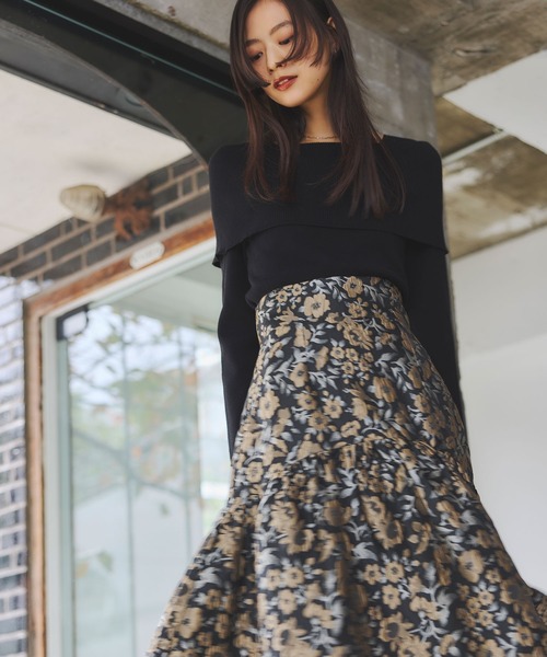 &. NOSTALGIA(アンドドットノスタルジア)の「フラワージャガードスカート(スカート・レディース・ゴールド/ブルー・M)」の17枚目の写真