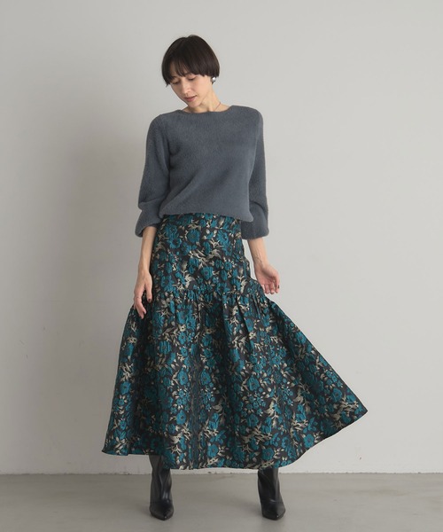 &. NOSTALGIA(アンドドットノスタルジア)の「フラワージャガードスカート(スカート・レディース・ゴールド/ブルー・M)」の11枚目の写真