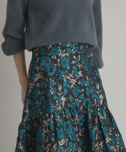 &. NOSTALGIA(アンドドットノスタルジア)の「フラワージャガードスカート(スカート・レディース・ゴールド/ブルー・M)」の13枚目の写真