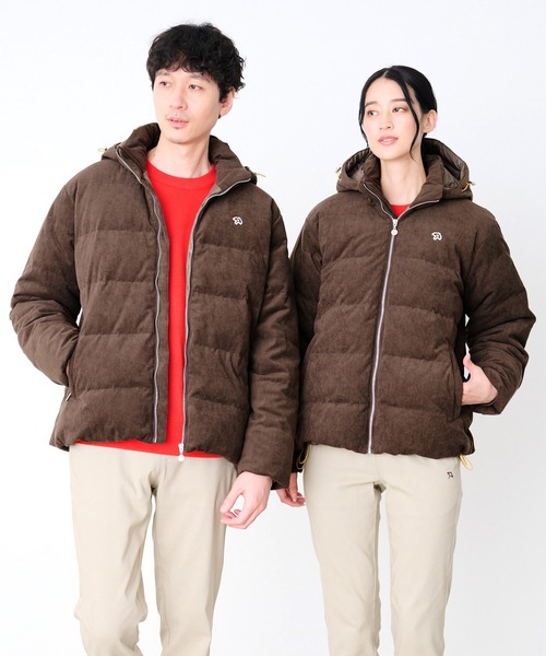   ブラウン ダウンジャケット　コーデュロイ セール】2WAY シェア コーデュロイ ダウンジャケット（ダウン