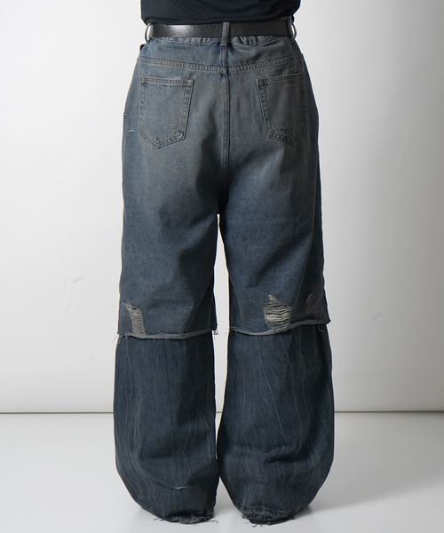 ILL'S（イルズ）の「【ZOZO限定】 レイヤード ダメージ デニムパンツ メンズ レディース ユニセックス（デニムパンツ・メンズ・ブルー・M/L）」の4枚目の写真