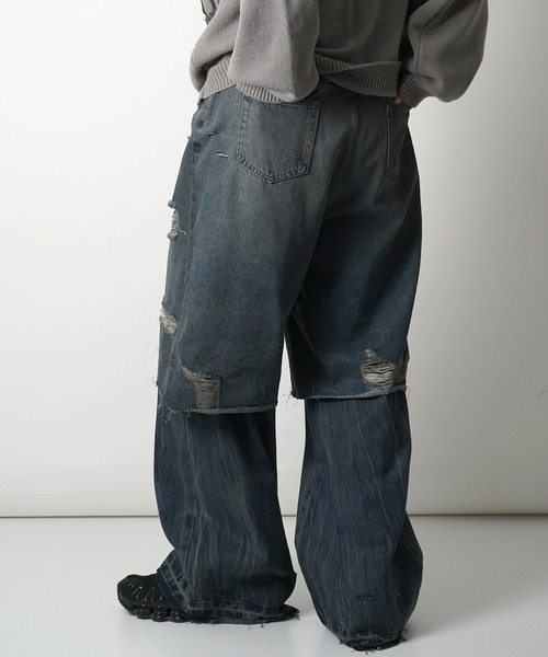 ILL'S（イルズ）の「【ZOZO限定】 レイヤード ダメージ デニムパンツ メンズ レディース ユニセックス（デニムパンツ・メンズ・ブルー・M/L）」の7枚目の写真