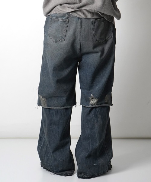 ILL'S（イルズ）の「【ZOZO限定】 レイヤード ダメージ デニムパンツ メンズ レディース ユニセックス（デニムパンツ・メンズ・ブルー・M/L）」の8枚目の写真