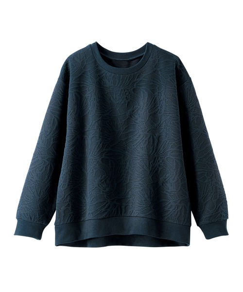 BELLUNA PLUS(ベルーナ)の「花柄ふくれジャカード素材プルオーバー(Tシャツ/カットソー・レディース・チャコール/ネイビー/杢グレー/アイボリー/ミント・LARGE/X-LARGE/MEDIUM)」の14枚目の写真