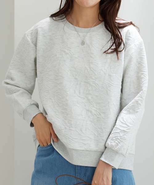BELLUNA PLUS(ベルーナ)の「花柄ふくれジャカード素材プルオーバー(Tシャツ/カットソー・レディース・チャコール/ネイビー/杢グレー/アイボリー/ミント・LARGE/X-LARGE/MEDIUM)」の22枚目の写真