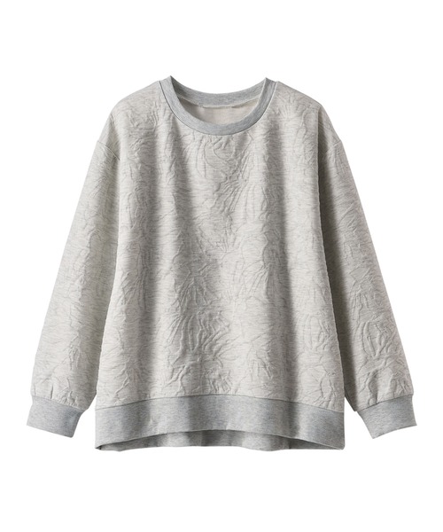 BELLUNA PLUS(ベルーナ)の「花柄ふくれジャカード素材プルオーバー(Tシャツ/カットソー・レディース・チャコール/ネイビー/杢グレー/アイボリー/ミント・LARGE/X-LARGE/MEDIUM)」の12枚目の写真