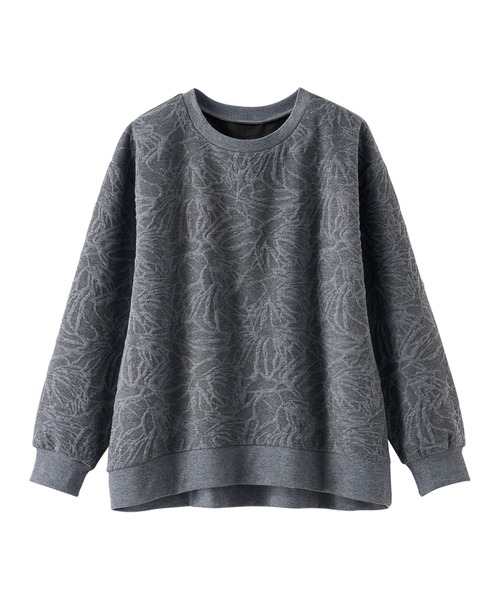 BELLUNA PLUS(ベルーナ)の「花柄ふくれジャカード素材プルオーバー(Tシャツ/カットソー・レディース・チャコール/ネイビー/杢グレー/アイボリー/ミント・LARGE/X-LARGE/MEDIUM)」の13枚目の写真