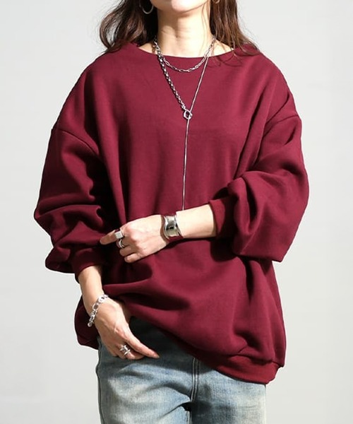 GOLDJAPAN（ゴールドジャパン）の「裏起毛ミニハイネックプルオーバー【大きいサイズ対応】（スウェット・レディース・ブラック/ワイン・LL～3L/4L～5L）」の2枚目の写真