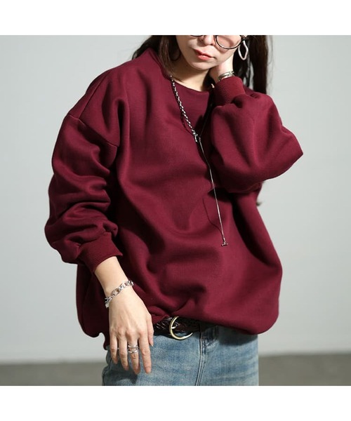 GOLDJAPAN（ゴールドジャパン）の「裏起毛ミニハイネックプルオーバー【大きいサイズ対応】（スウェット・レディース・ブラック/ワイン・LL～3L/4L～5L）」の9枚目の写真