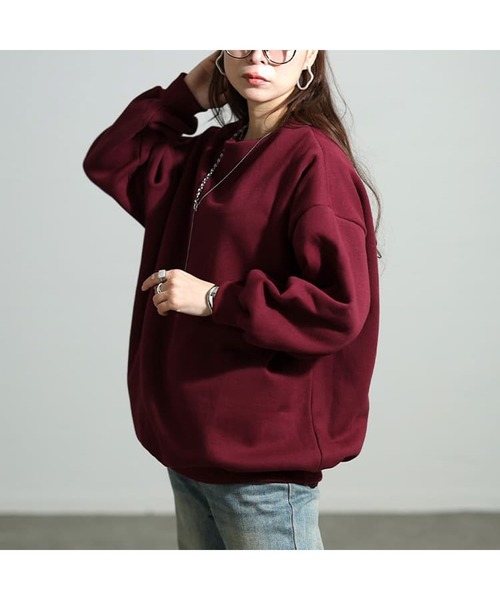 GOLDJAPAN（ゴールドジャパン）の「裏起毛ミニハイネックプルオーバー【大きいサイズ対応】（スウェット・レディース・ブラック/ワイン・LL～3L/4L～5L）」の10枚目の写真