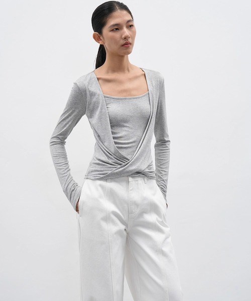 EIGHTHMONTH(エイスマンス)の「ドレープレイヤードトップス EM25a139【EIGHTHMONTH】(Tシャツ/カットソー・レディース・ホワイト/グレー・S/M)」の12枚目の写真