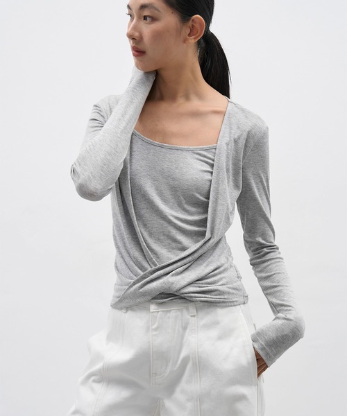 EIGHTHMONTH(エイスマンス)の「ドレープレイヤードトップス EM25a139【EIGHTHMONTH】(Tシャツ/カットソー・レディース・ホワイト/グレー・S/M)」の21枚目の写真