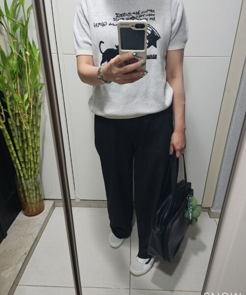 VENHIT（ベンヒット）の「星と猫ジャカードニットハーフT[アイボリー]（ニット/セーター・レディース・アイボリー・LARGE/MEDIUM/X-LARGE）」の3枚目の写真