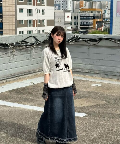 VENHIT（ベンヒット）の「星と猫ジャカードニットハーフT[アイボリー]（ニット/セーター・レディース・アイボリー・LARGE/MEDIUM/X-LARGE）」の5枚目の写真