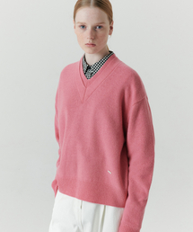 Double V-Neck Knit - French Pink