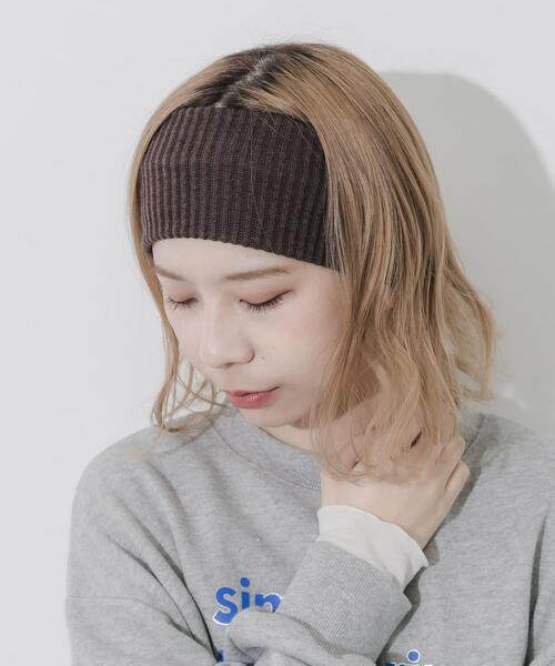 SMELLY（スメリー）の「リブニットワイドヘアバンド（ヘアバンド・レディース・ブラック/ダークブラウン・-）」の2枚目の写真