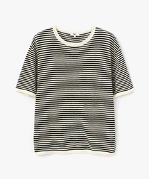 WMC（ダブリューエムシー）の「Striped short sleeve knit_BLACK（ニット/セーター）」
