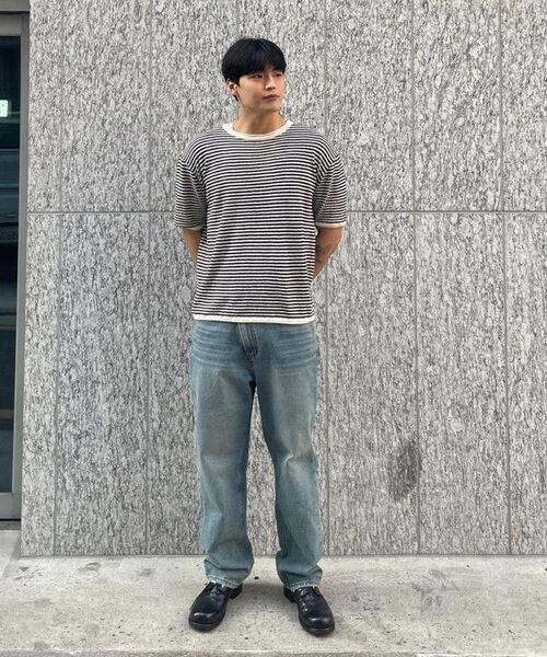 WMC(ダブリューエムシー)の「ストライプ半袖ニット_BLACK(ニット/セーター・メンズ・ブラック・SMALL/MEDIUM)」の5枚目の写真