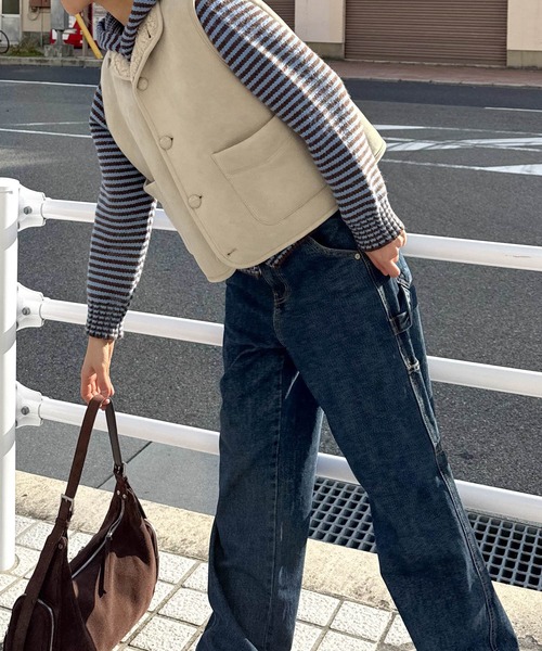 CANAL JEAN（キャナルジーン）の「diggity　リバーシブルムートンベスト（ベスト・レディース・ブラウン/クリーム・ONE SIZE）」の9枚目の写真